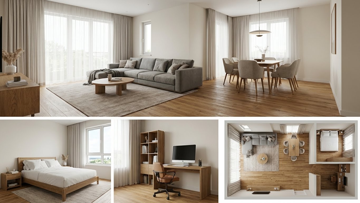 Architectural Vision: Modern Minimalist Interior Design Presentation Board